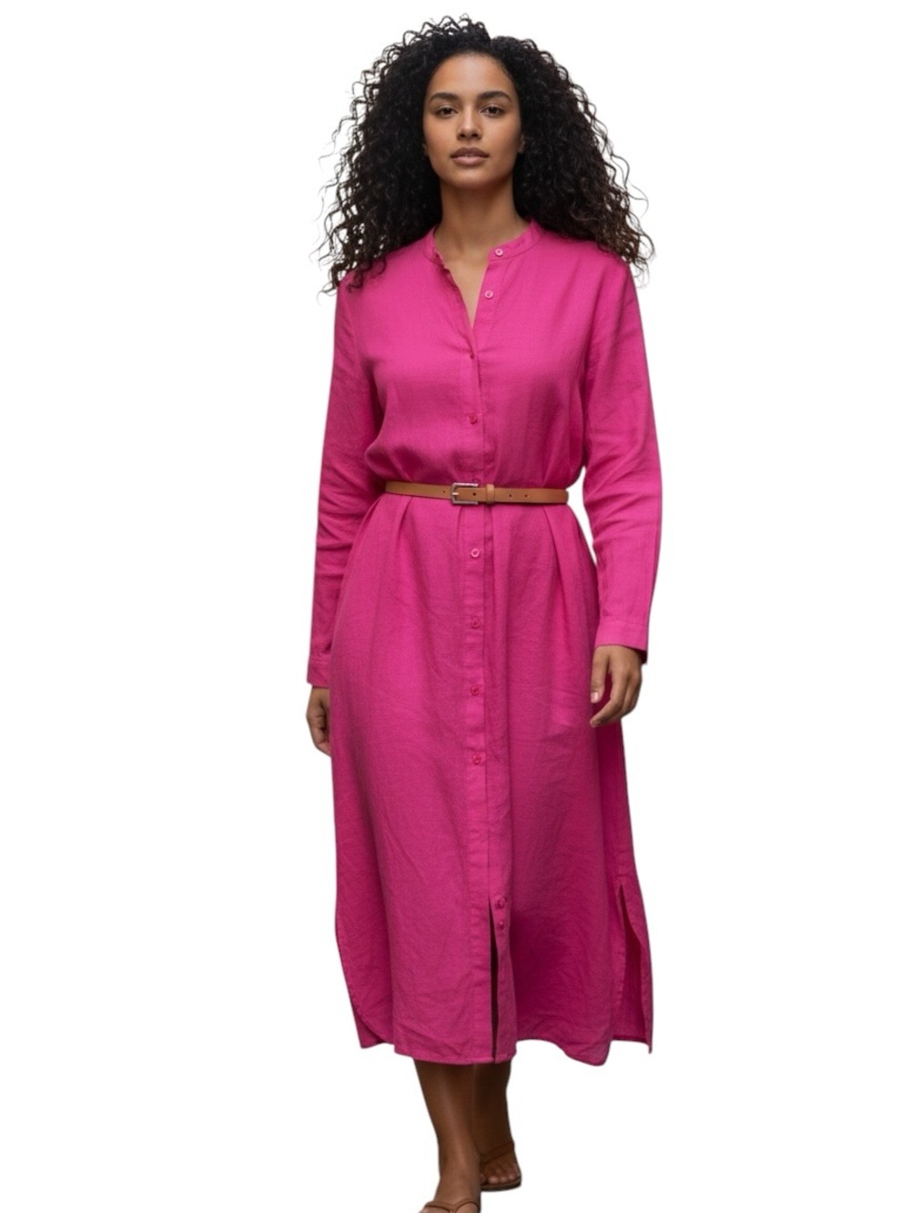 Eileen Fisher linen long sleeve tunic shirt dress
